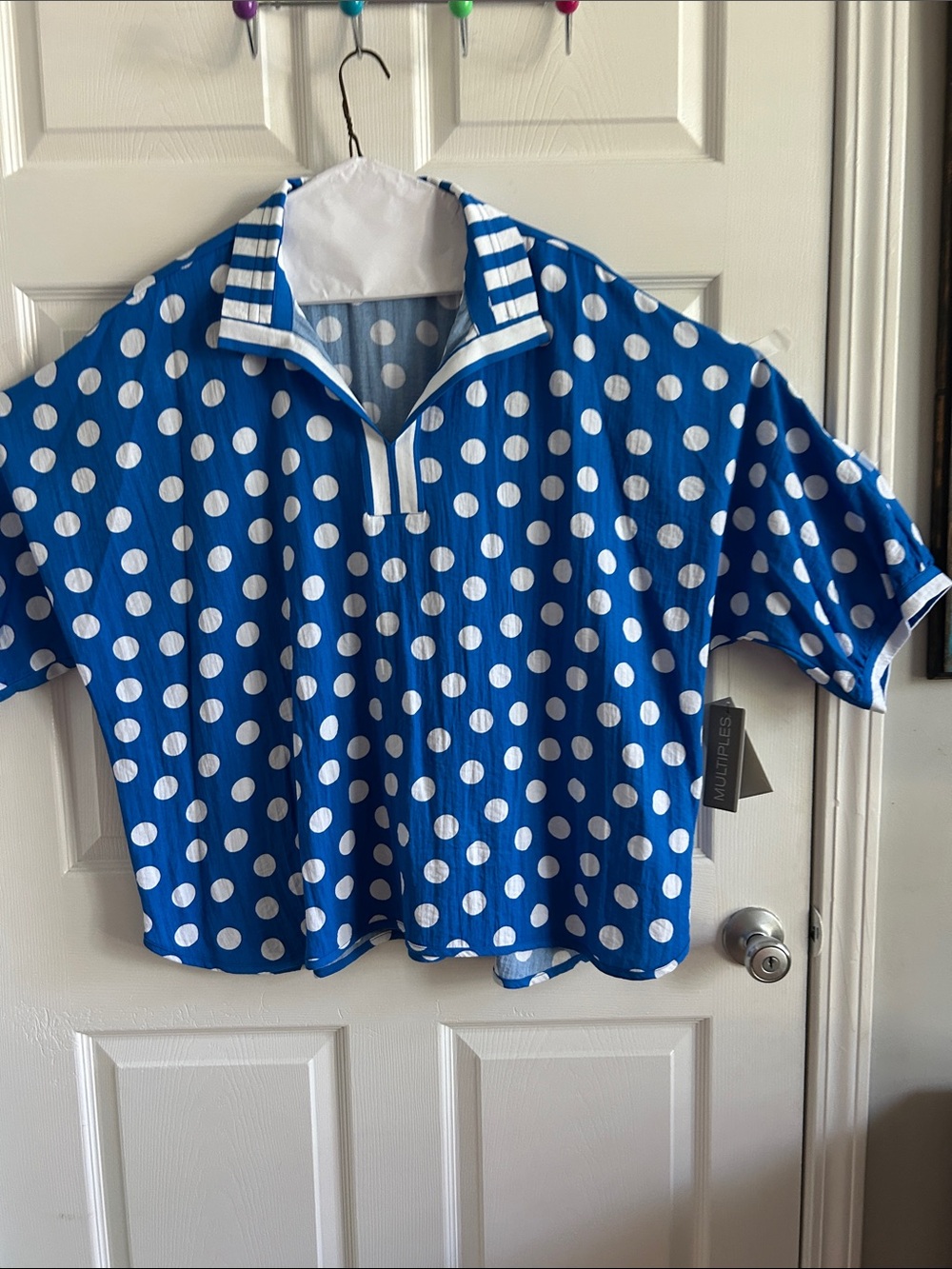 Women’s Blue & White Polka Dot cute Top! Original price $73.